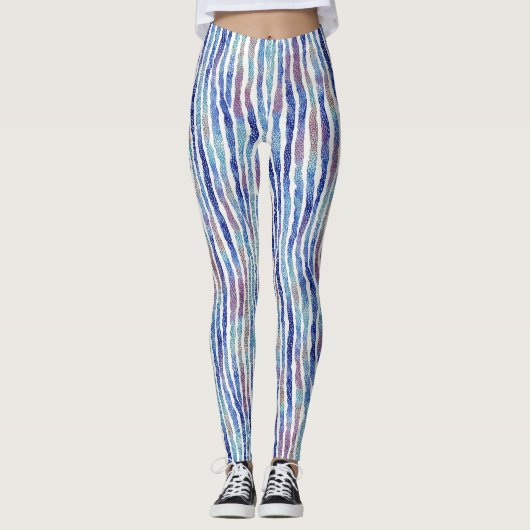 Trendige Künstlerische Streifen Wasserfarben Muste Leggings (Vorderseite)