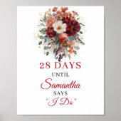 Trendige Kupfer-Boho-Herbst-Brautparty-Countdown Poster (Vorne)