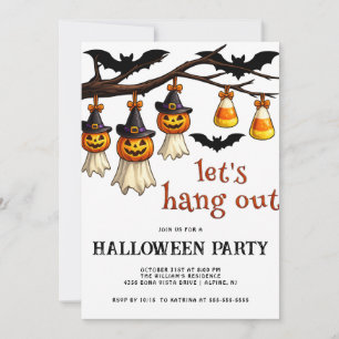 Trendige Lass-uns-zusammen-kommen Halloween-Feier Einladung