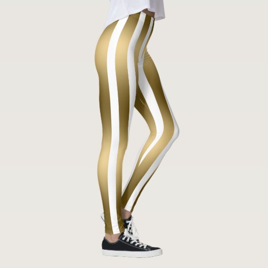 Trendige Leggings aus Gold und weißen vertikalen S (Rechts)