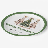 Trendige Leopard-Weihnachtsbaum Namensschilder Pappteller (Schrägansicht)