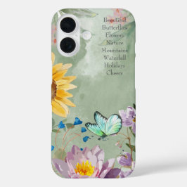 Trendige Lettering-Wasserfarbe botanische Grünpfla iPhone 16 Hülle