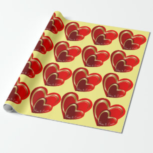 Trendige Liebe Lade Rote Herzen Personalisiertes G Geschenkpapier
