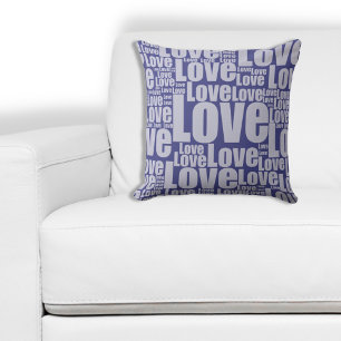 Trendige lila Liebesbriefe-Typografie Wort Kissen