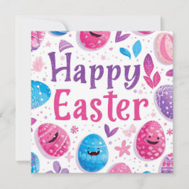 Trendige lila und rosa Ostereier personalisiert Feiertagskarte
