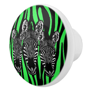 Trendige Lime-Zebra-Herde auf Zebramuster Keramikknauf