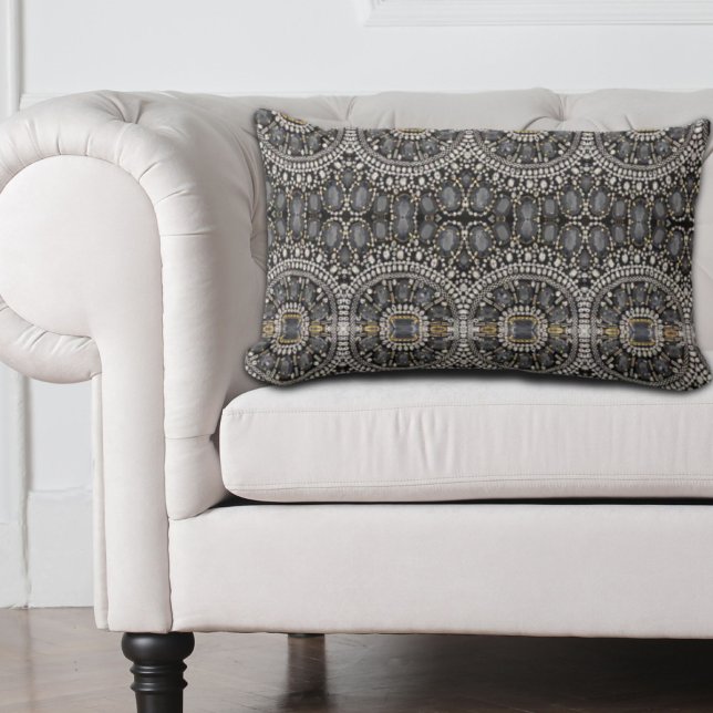 trendige, mädchenhafte Mode Vintag Schwarz-Weiß Lendenkissen (trendy girly chic fashion vintage black and white lumbar pillow)