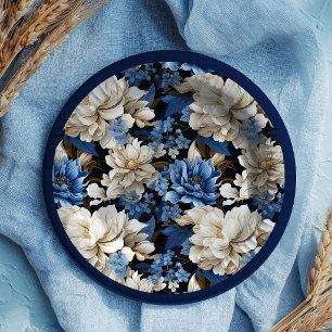 Trendige marineblaue Blumen stilvolle Party-Papier Pappteller