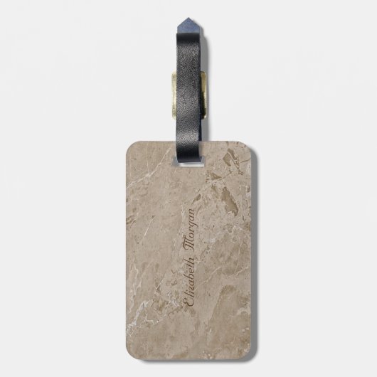 Trendige Marmortextur, Monogram-Personalisiert Gepäckanhänger (Rückseite vertikal)