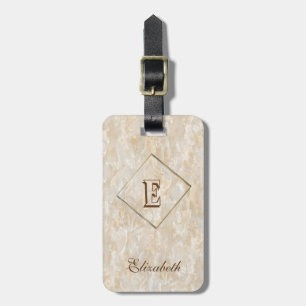 Trendige Marmortextur, monogramm-personalisiert Gepäckanhänger
