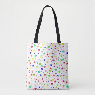 Trendige mehrfarbige Sterne auf Weiß Tasche