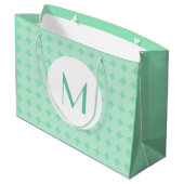 Trendige Mini-grüne Farbmonogramm Elegant Modernes Große Geschenktüte (Rückseite Schrägansicht)