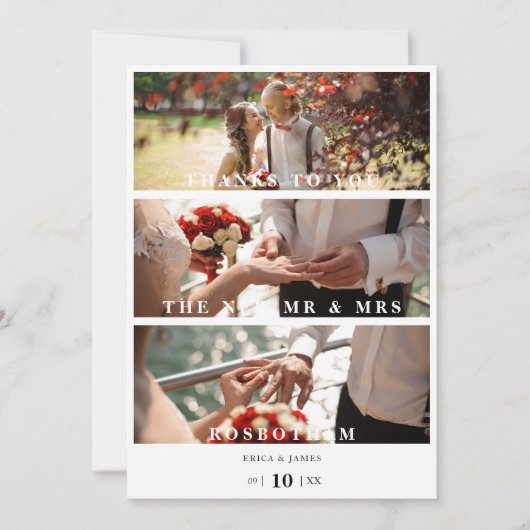 Trendige Minimalistische Collage von 3 modernen Fo Dankeskarte (Vorderseite)