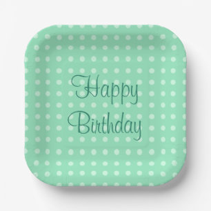 Trendige Mintgrün-Vorlage Happy Birthday Text Punk Pappteller
