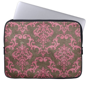 Trendige & Mod Brown Pink Damast-Laptop-Hülle Laptopschutzhülle