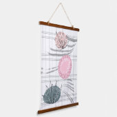 Trendige moderne abstrakte Blumenmuster Wandteppich Mit Holzrahmen (Gewinkelt)
