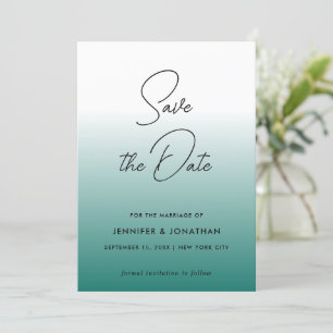 Trendige moderne elegante Teal einfache Kalligrafi Save The Date