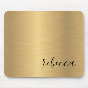 Trendige moderne goldfarbene einfache Namensmauspa Mousepad
