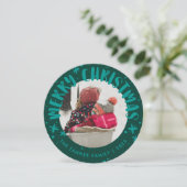 Trendige moderne handgeschriebene Weihnachtsfotoka Einladung (Stehend Vorderseite)