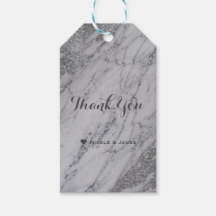 Trendige moderne Marmor Silber Glam elegante Hochz Geschenkanhänger