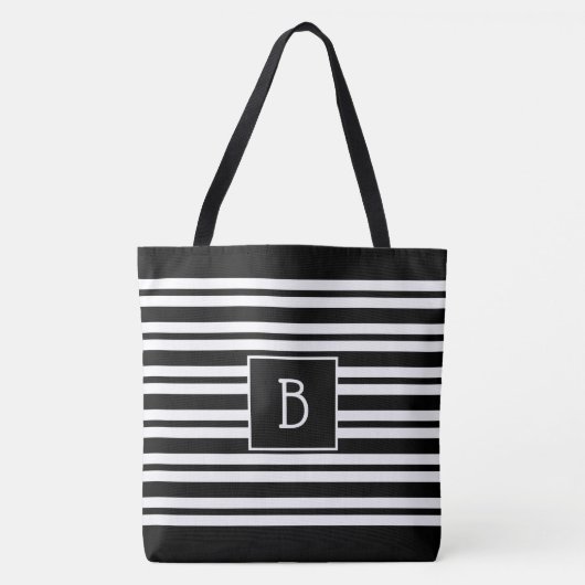 Trendige moderne Monogram, erste Schwarz-weiße Str Tasche (Vorderseite)