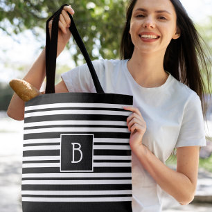 Trendige moderne Monogram, erste Schwarz-weiße Str Tasche