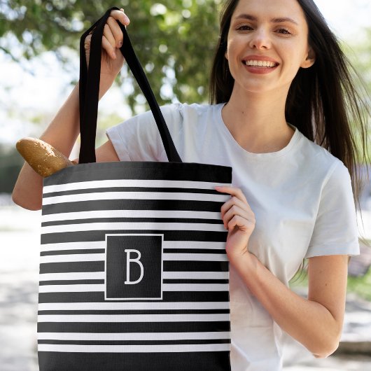 Trendige moderne Monogram, erste Schwarz-weiße Str Tasche