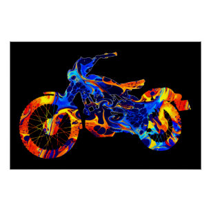TRENDIGE MODERNE MOTOCROSS BUNTE KUNST ABSTRAKT POSTER