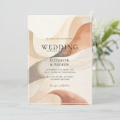 Trendige, moderne, natürliche Farbenwellen, Hochze Einladung (Stehend Vorderseite)