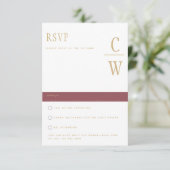 Trendige moderne Rose Pink Gold Wedding RSVP (Stehend Vorderseite)