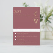 Trendige moderne Rose Pink Gold Wedding RSVP Karte (Stehend Vorderseite)