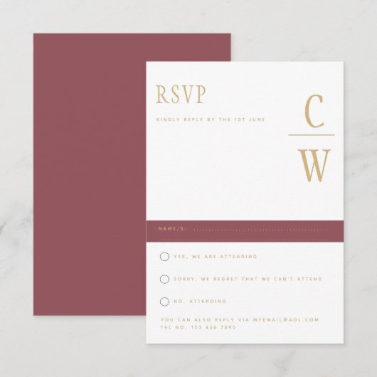 Trendige moderne Rose Pink Gold Wedding RSVP Karte (Vorne/Hinten)