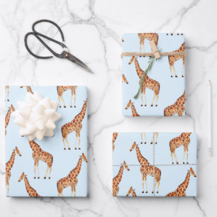 Trendige moderne Safari-Dschungeltiere Giraffe Geschenkpapier Set