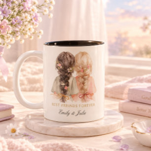 Trendige moderne schicke beste Freundinnen BFF ind Zweifarbige Tasse