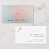 Trendige moderne Template Monogram Elegante Farben Visitenkarte (Vorne/Hinten)