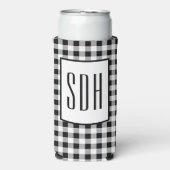 Trendige monogrammartige Initialen, Büffel-Karo-Mu Selters Dosenkühler (Seltzer Vorderseite)