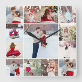 Trendige Multi-Foto Collage Wall Uhr