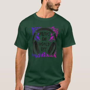 Trendige Musik auf World Off Retro Headphone Poste T-Shirt