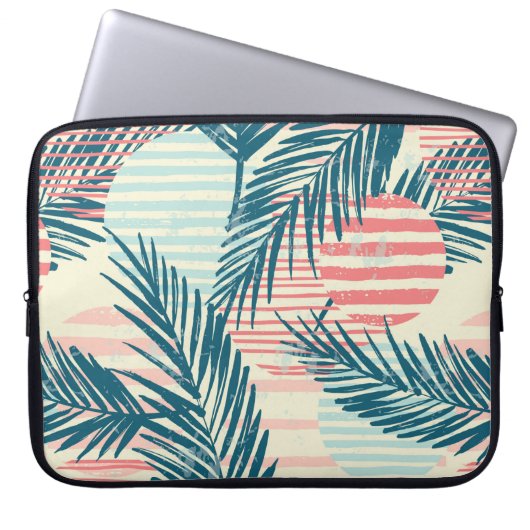 Trendige, nahtlose exotische Muster mit Palm und H Laptopschutzhülle (Vorderseite)