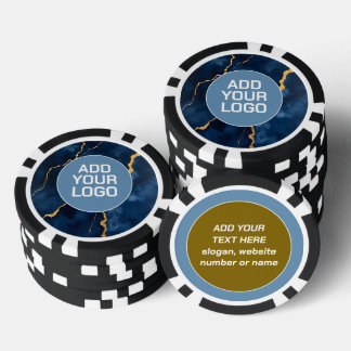 Trendige Navy Blau Gold Marmor Kollektion Pokerchips
