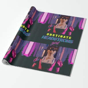 Trendige Neon-Cyberpunk-Obstinate-Headstrong-Girl Geschenkpapier