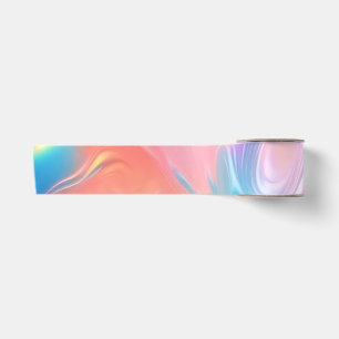 Trendige Neon-Pink-Blau-Gelb-Abstraktwellen Satinband