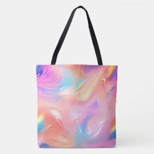 Trendige Neon-Pink-Blau-Gelb-Abstraktwellen Tasche