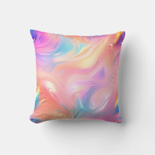 Trendige Neon-Pink-Blau-gelbe abstrakte Wellen Kissen