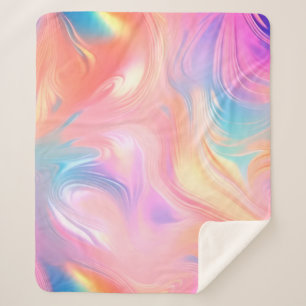 Trendige Neon-Rosa-Blau-gelbe abstrakte Wellen Sherpadecke