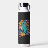 Trendige neonfarbene Blumen Geist Halloween Trinkflasche (Vorne)