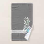 Trendige Niedliche Ananas, Streifen -Personalisier Badhandtuch Set (Handtuch)