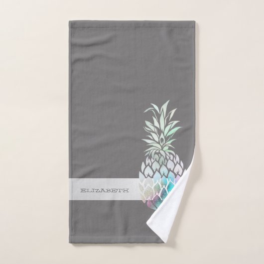 Trendige Niedliche Ananas, Streifen -Personalisier Badhandtuch Set (Handtuch)