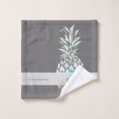 Trendige Niedliche Ananas, Streifen -Personalisier Badhandtuch Set (Waschlappen)