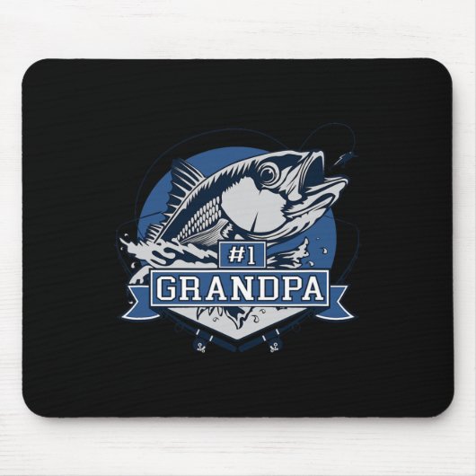 Trendige Nummer 1 Opa-Angler-Logo Mousepad (Vorne)
